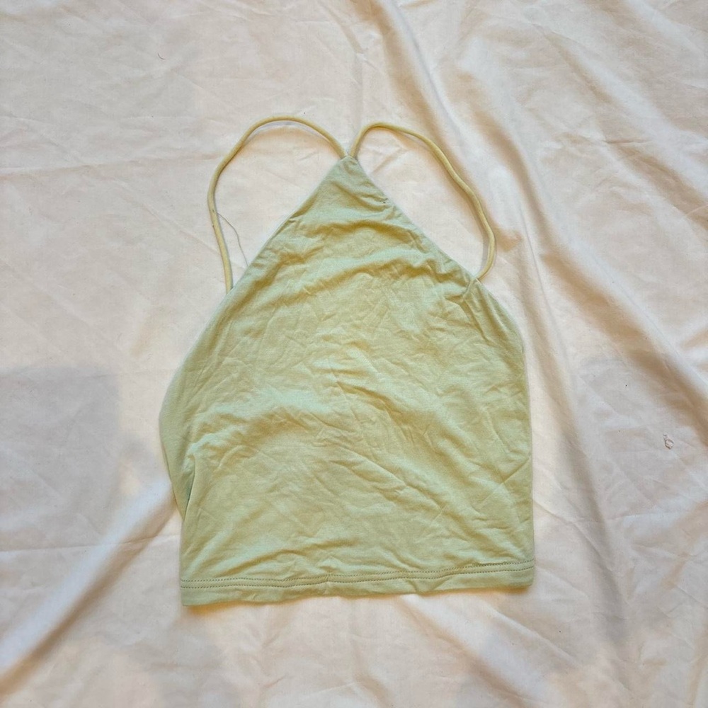 NWOT Green spaghetti strap halter crop top tank top